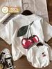 2026 Mode Chic Retro Kirsche 90er 100% Baumwolle Damen T-Shirt Y2k Weiches Rundhals Kurzarm Oberteil Vintage Shirt Sommer