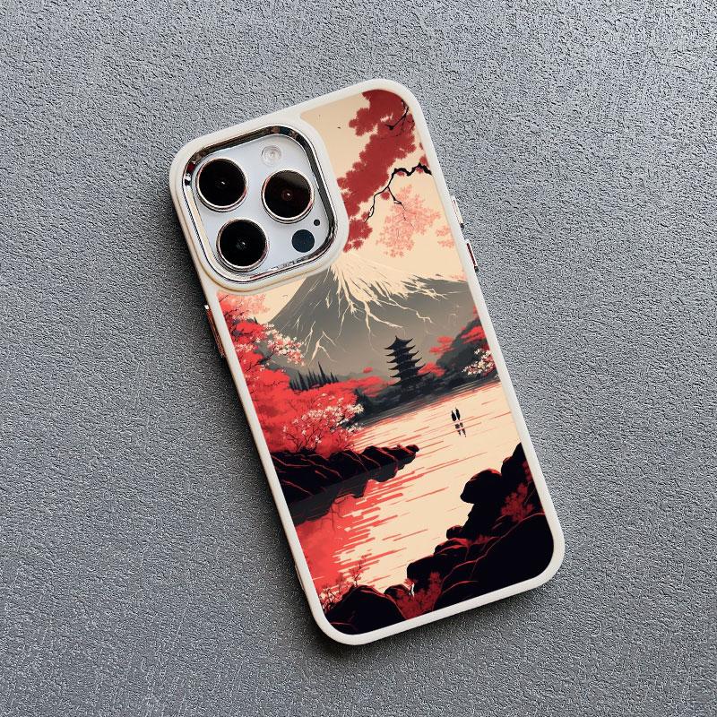 Japanese Aesthetic Mount Fuji Landscape Phone Case For iPhone 13 12 11 Pro Max 14 7 8 Plus XR XS X 15 16 Pro Max Silicone Cover