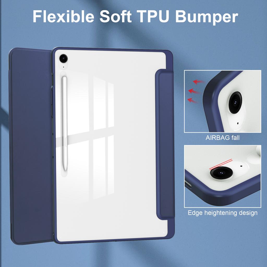 For Samsung Galaxy Tab S10 FE+ Case Clear Acrylic Leather Tablet Cover Support Auto Sleep/Wake