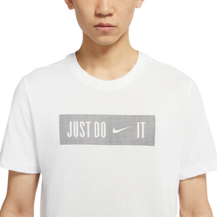 Nike Alphabet Print Round Neck Sporty Breathable Short Sleeve T-Shirt Men Tops White DJ9001-100