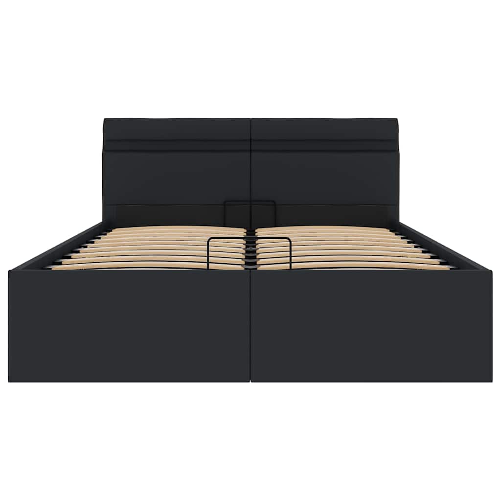 Hydraulic Storage Bed with LED Lighting Faux Leather 140x200 cm