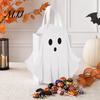 Handle Candy Bag Halloween Ghost Gift Bag, White Pouch with Cute Face, Trick or Tote Treat Favor for Party, Kids Goodie Prizes Holder