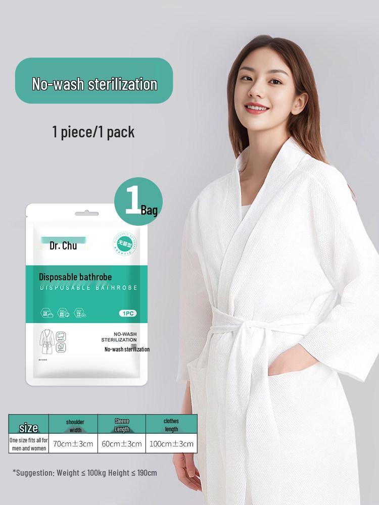 Individually Packaged Disposable Thickened Bathrobe for Travel & Hotel Use - Women's Pajamas Robe