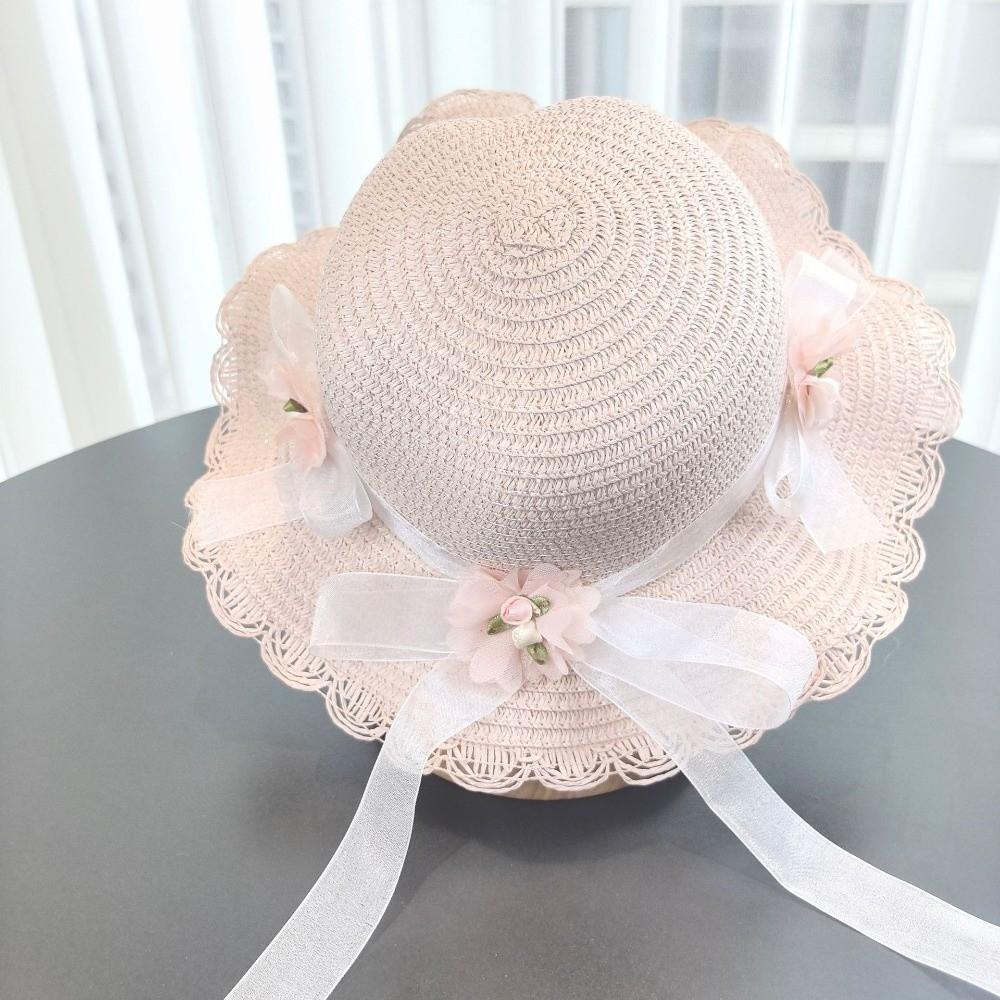 Solid Color Sun Hat Floral Style Fisherman Hat Trend Straw Hat Small Bag Set Fashion Accessory