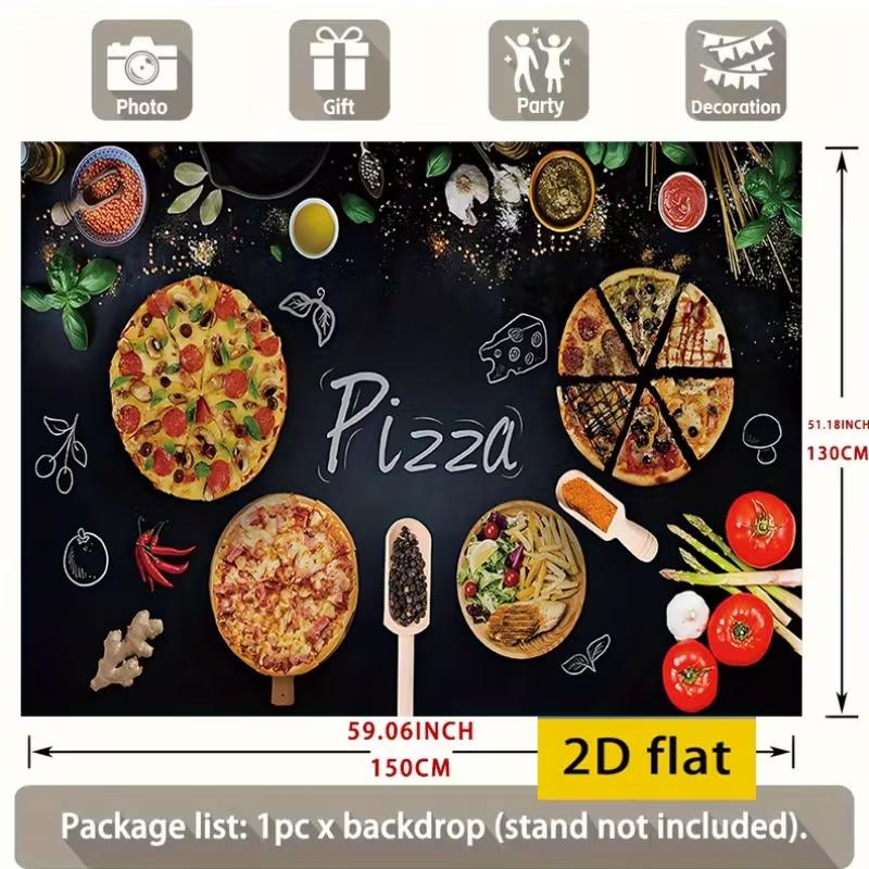 2D Pizzabacken Kulisse Tafelstil mit „Pizza“ Textbanner