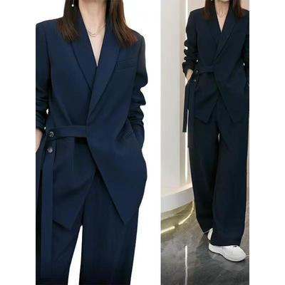 Damen Anzug Set Übergröße 2025 Frühling und Herbst Neuer Stil High-End Locker Schlankmachend Blazer Jacke Weite Hosen Zweiteiliges Set