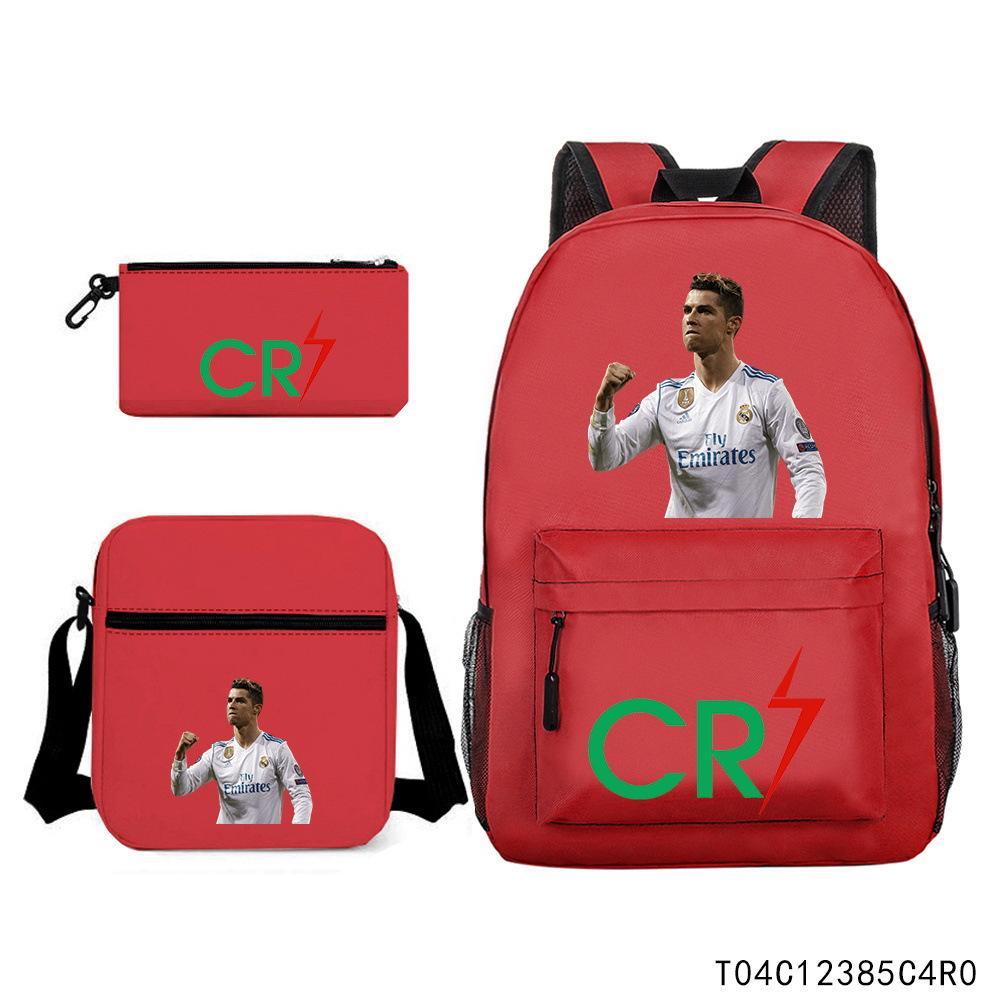 Luo Qixing Three-Piece Schoolbag, Male And Female Students Leisure Bag, Printed Large-Capacity Outdoor Backpack