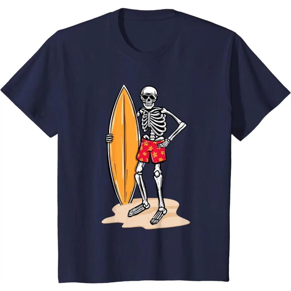 Skeleton Surfer Ocean Surfboard Surfing Board Lover Surfboarding T-Shirt for Men Women Holiday Graphic T Shirts