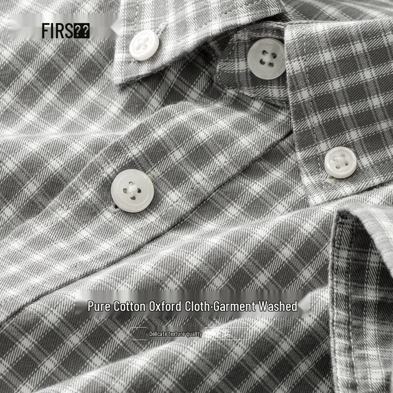 Shanshan Men s 100% Cotton Oxford Plaid Long Sleeve Shirt XXXL