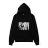 Unisex One Piece Luffy Zoro Wano Country Black‑White Manga Print Fleece Hoodie, Anime Graphic Pullover Hooded Sweatshirt Streetwear