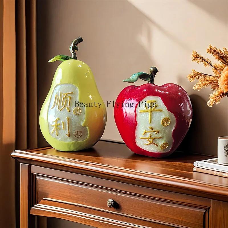 1pc Resin Fruit Ornaments Apple, Pear Shaped Homestay Decoration Blessing A Birthday Present Christmas Interior Decorations