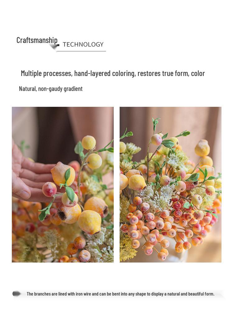 Bionic Blueberry Artificial Flowers for Living Room Decoration - Dried Flower Bouquets Arrangement