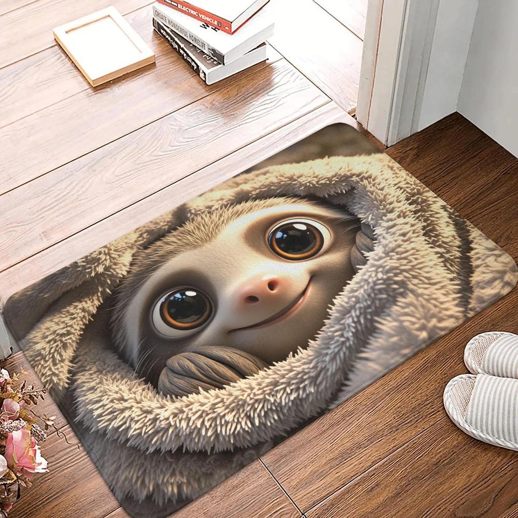 3D Animal Visual Area Rug, Creative Cat Sloth Wolf Floor Mat, Non-Slip Absorbent Entrance Carpet for Pet Lovers & Home Decor