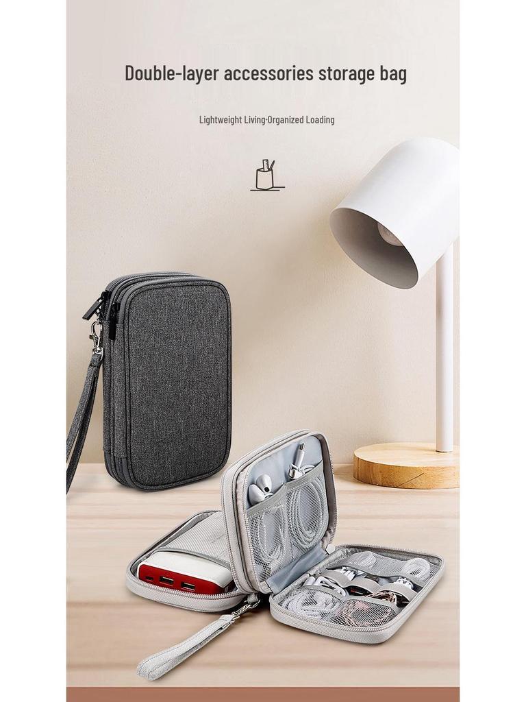 Multifunctional Digital Storage Bag with USB Flash Drive, Power Bank, and Cable Organizer