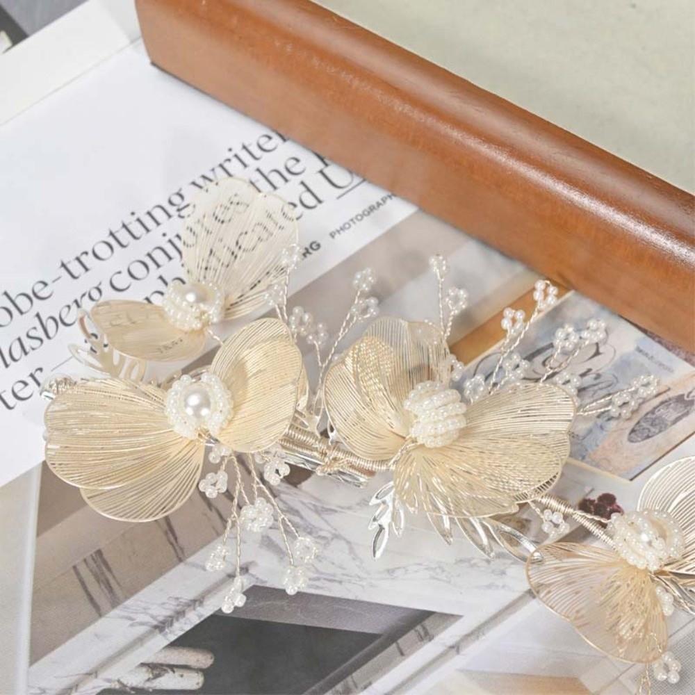 Pearls Bridal Hairpin Exquisite Flower Pinch Hair Clip Sweet Wedding Headdress  Women