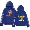Mens One Piece Luffy Printed Hoodie Streetwear Anime Sweatshirt Winter Fleece Lined Oversized Pullover