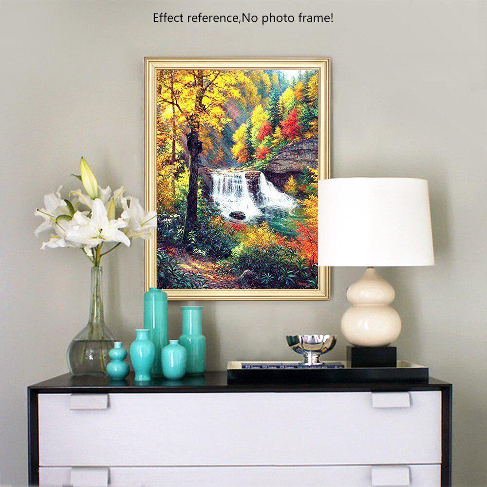 Pictură cu diamant 5D, rotund complet, cascadă, pitoresc, broderie, vânzare, imagine, stras