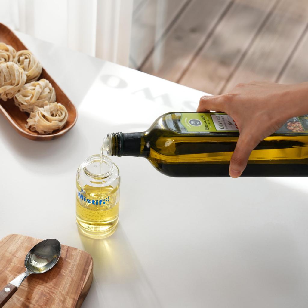 Mistyfi High-Performance Oil Spray, 150ml Glass Bottle Set of 3. This airy mist spray is for cooking, kitchenware, and household use. It's a micro-mis