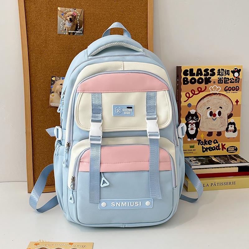 High Value, Fresh, Sweet and Cute Contrasting Color Splicing Backpack, Lightweight Backpack for Junior High School Students