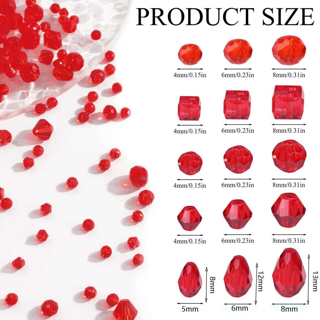 300pcs Mixed Sizes Crystal Rondelle Light AB Gems Loose Beads Clear Crystal Glass Crafts Shiny Jewelry DIY Necklace Kit