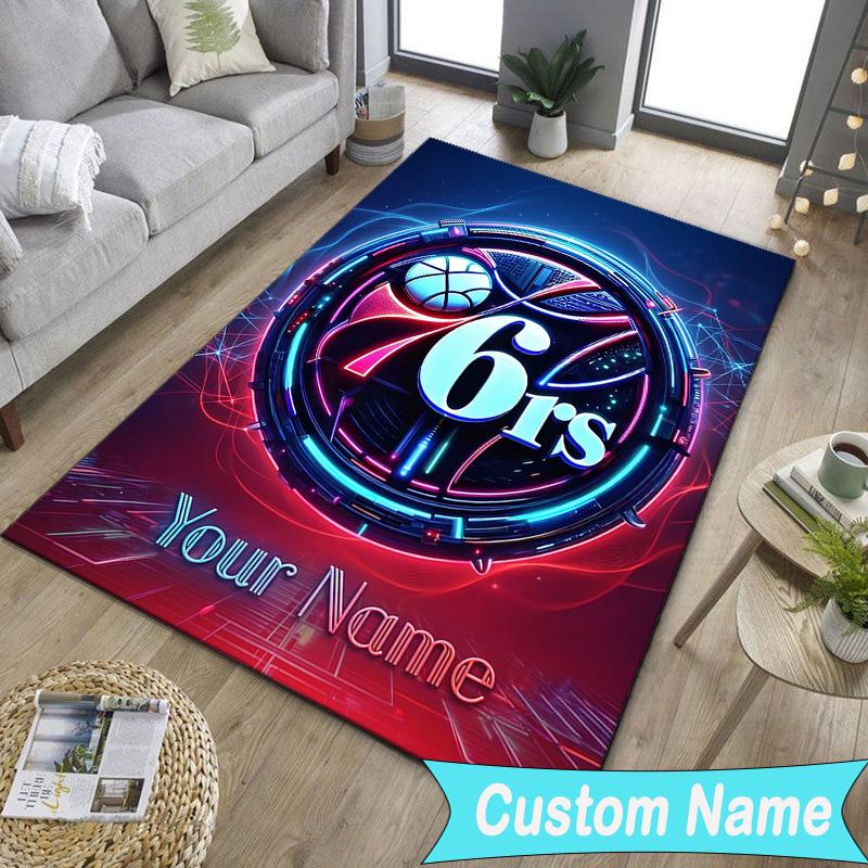 Custom NamePhiladelphia Basketball Team Carpet, Indoor Rug, Chair Rug, Living Rooms, Doormat Made From Polyester Home Decor Birthday Christmas Gifts
