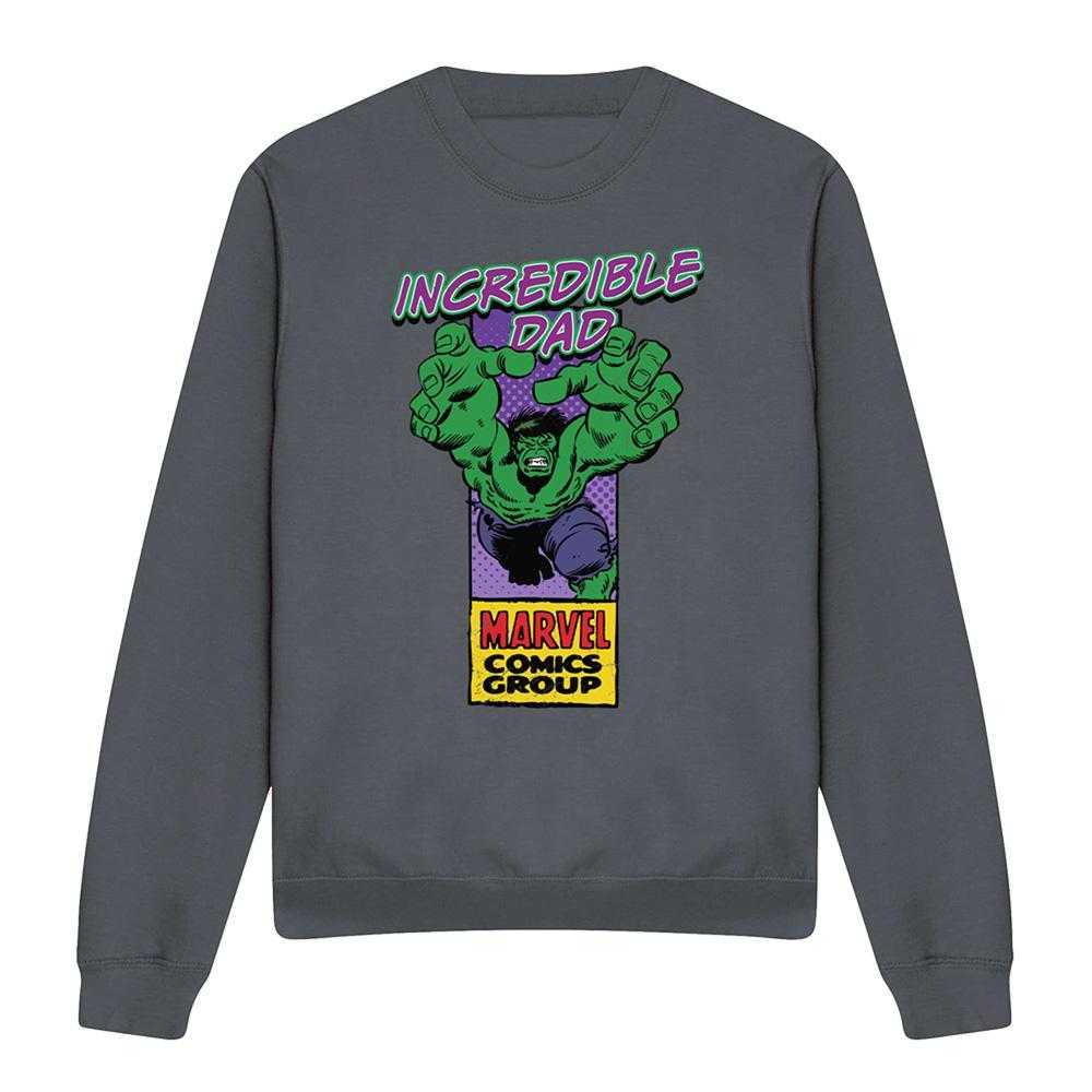 Marvel Comics Mens Incredible Dad Hulk Corner Box Heather Fathers Day T-Shirt