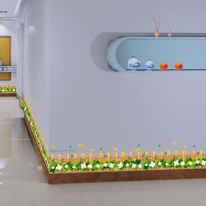 Removable Waterproof Floral Wall Sticker for Living Room Bedroom Bathroom Decoration As Skirting Board or Border