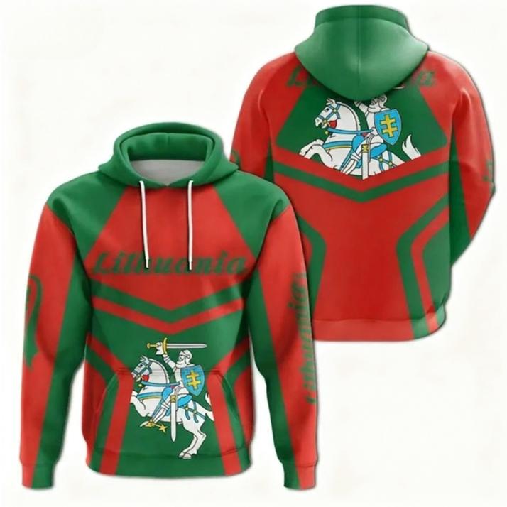 Lithuanian National Flag Emblem Camouflage Skull Warrior 3D Printing Men Fashionable Sports Outdoor Leisure Cool Hip-hop Hoodies