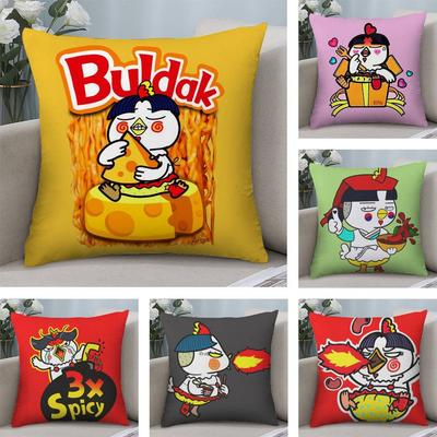 Funda de Almohada de Peluche Kwaii Anime B-Buldak RameSn Tela de Felpa Suave Funda de Almohada Impresión a Doble Cara Funda de Cojín Regalos para el Hogar