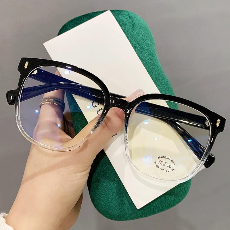 Tr90 Large Frame Plain Glasses Frame Female Plain Myopia Matching Degree Anti-Blue Light Glasses Black Frame