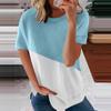 Women's Casual Fashion Short-Sleeved Stitching Round Neck Pullover Thin T-shirt