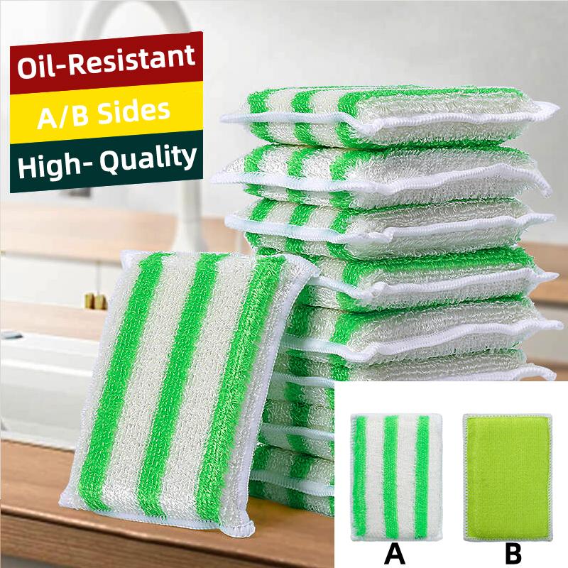 Sided Sponge Wipe Dirt-resistant Scouring Pad Kitchen Dishwashing Brush Clean Tools Bamboo Fiber Dishwashing Wipe