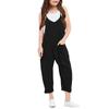Girls' Casual Sleeveless Jumpsuits Spaghetti Strap Loose Romper Long Pants With Pockets