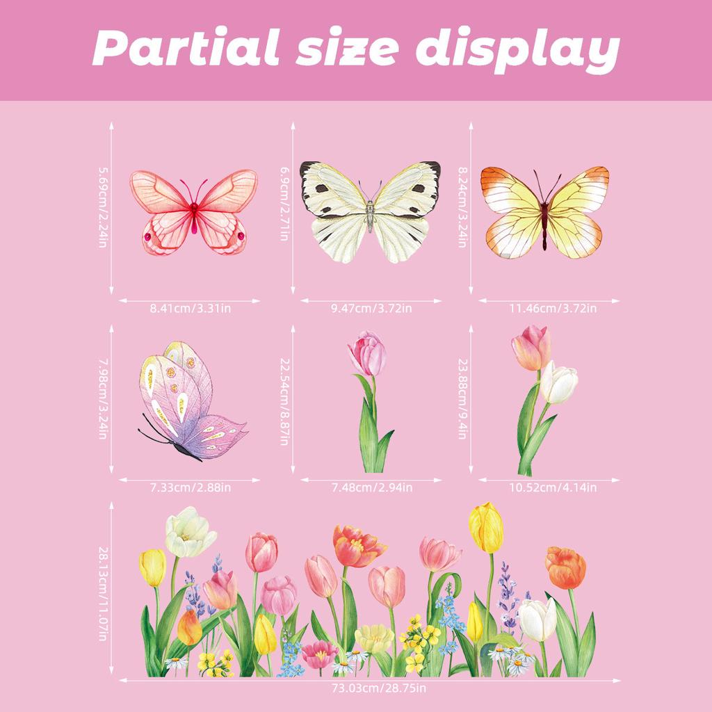 Static Cling Stickers Butterfly Flower Design for Window Bedroom Living Room Spring 2026 New Collection Wholesale