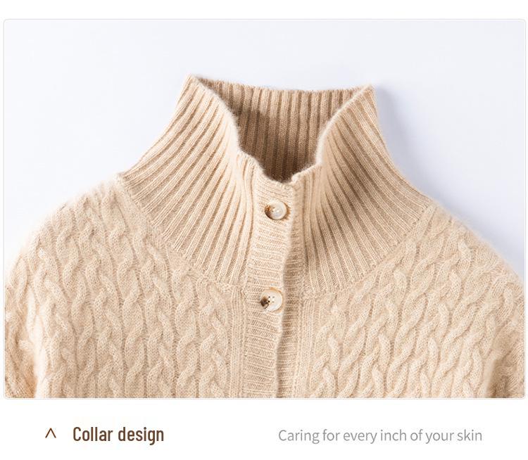 Women's Cashmere Lapel Sweater Coat - Thick, Knitted Base Layer for Autumn & Winter, Plus Sizes Available