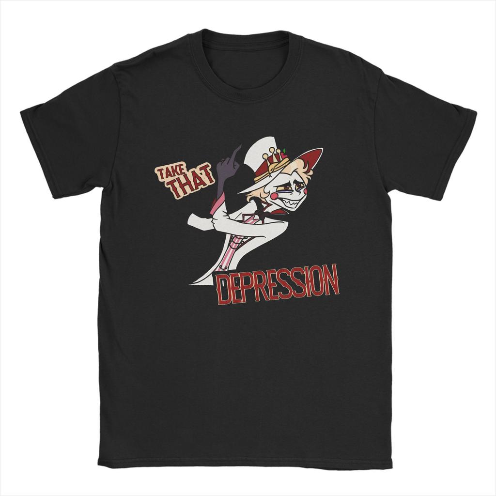 Męskie Koszulki Hazbin Hotels Lucifer Nowość Bawełniane Koszulki z Krótkim Rękawem Okrągły Dekolt Odzież Duże Rozmiary