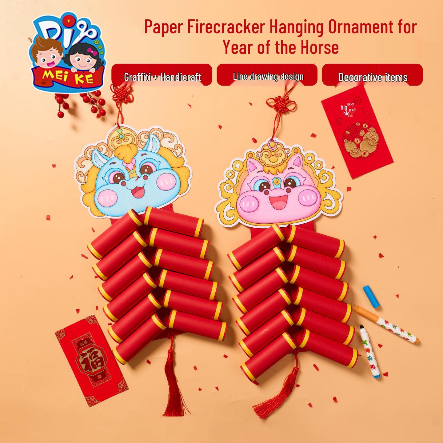 Handmade Chinese Style Dragon Boat Festival Paper Firecracker Ornaments for Kids