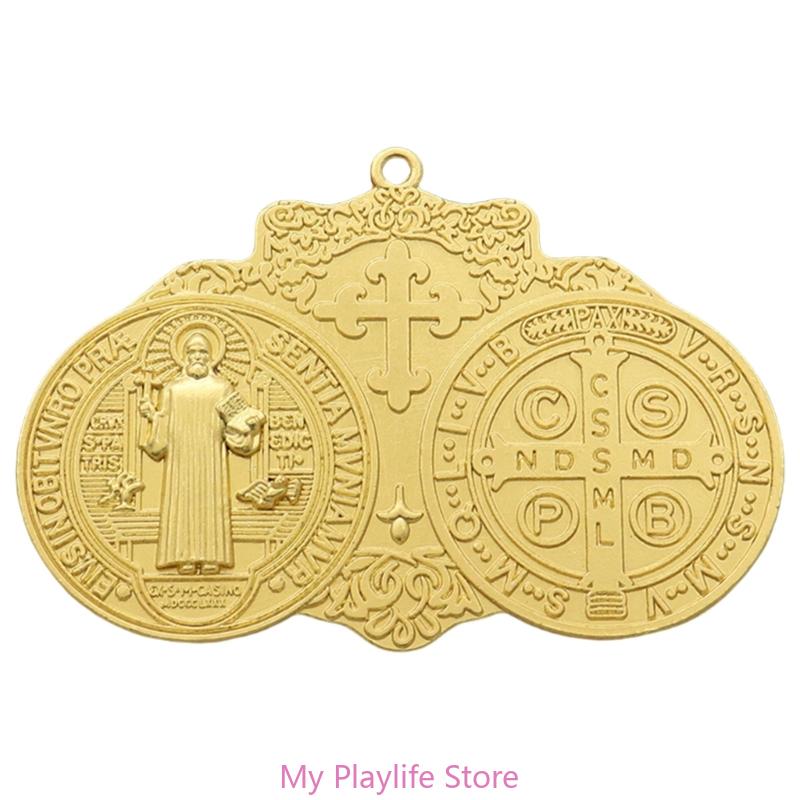 Christian Crosses Hanging Ornament Unique Religious Antiqued Metal Keychain Pendant Decoration for Prayer Necklace Charm