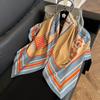 Fashion Twist Silk Scarf Color Block Printed Scarf Twill Silk Large Square Scarf 91x91cm Shawl Sunscreen Travel Headscarf
