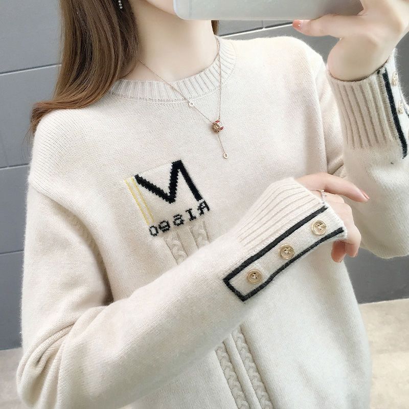 Suéter de invierno para mujer, jersey de cuello medio alto, suéter de punto de estilo corto en otoño e invierno