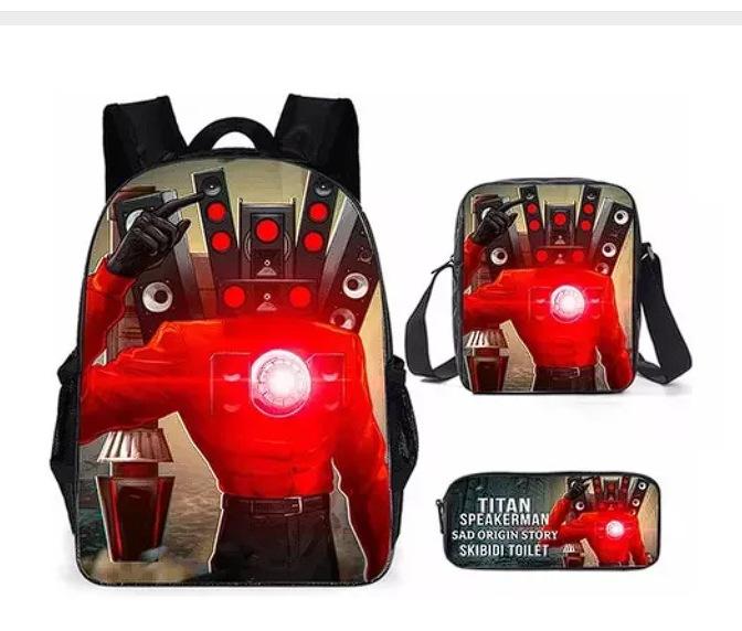 Skibidi toiletman schooltas titan monitorman rugzak schoudertas etui driekoppige set