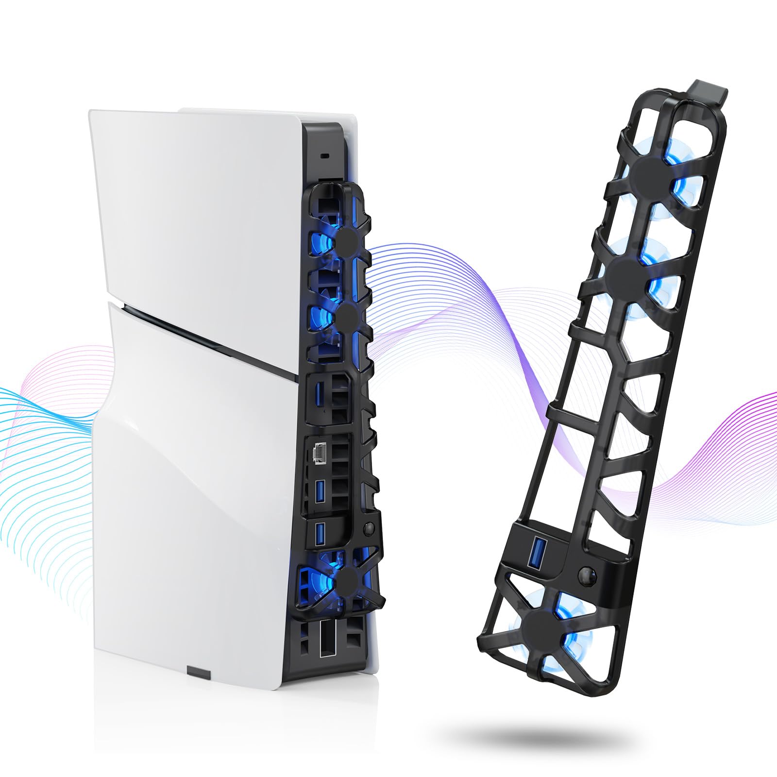 

Fan for New PS5 CHIPETTY Cooling Fan for PS5 3 Levels of Wind Speed of Thermal LED Atmosphere Light with USB Low Rapid Heat Compatible with