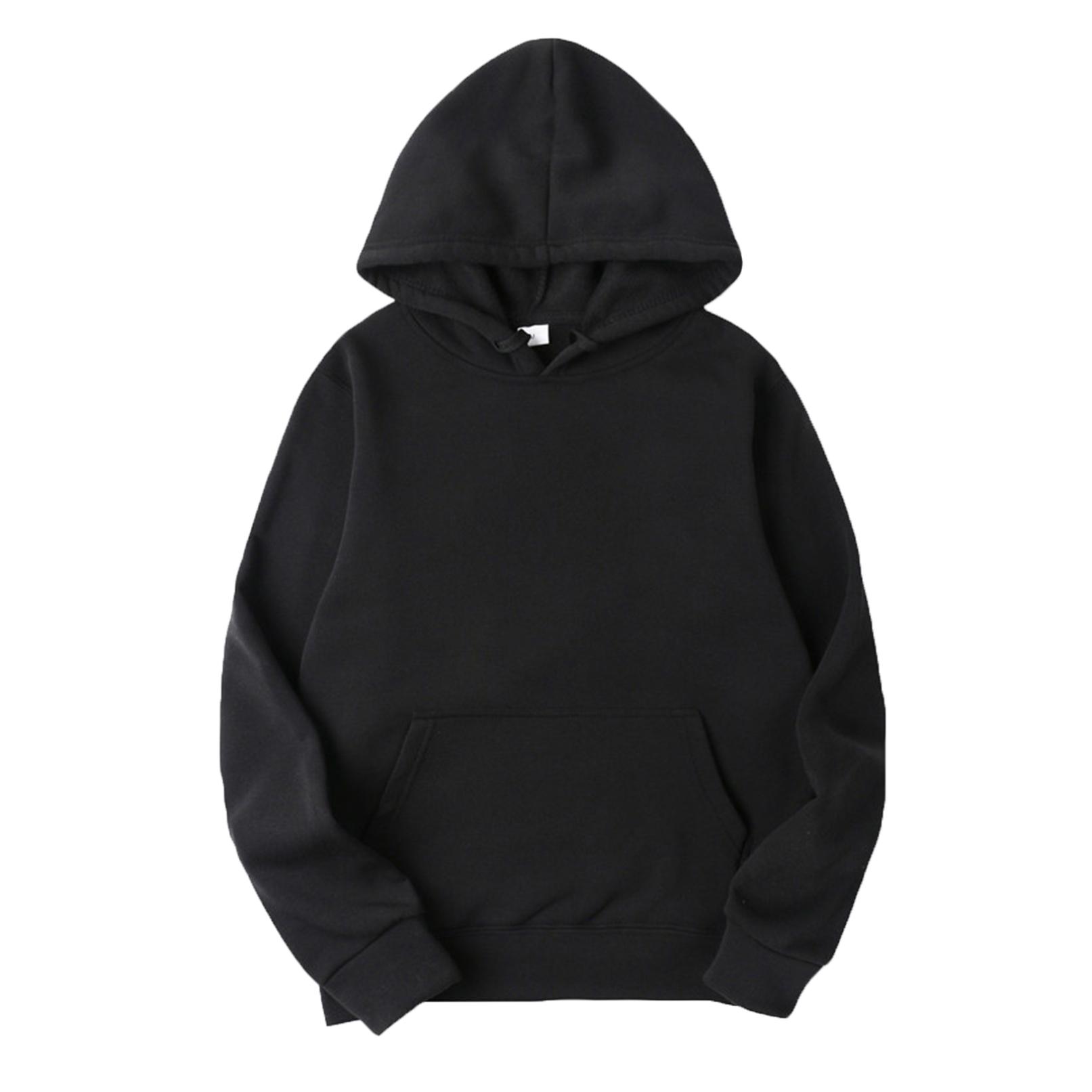 Yeahdor Heren effen trui met capuchon, casual sweatshirt met capuchon, klassieke tops met lange mouwen S zwart