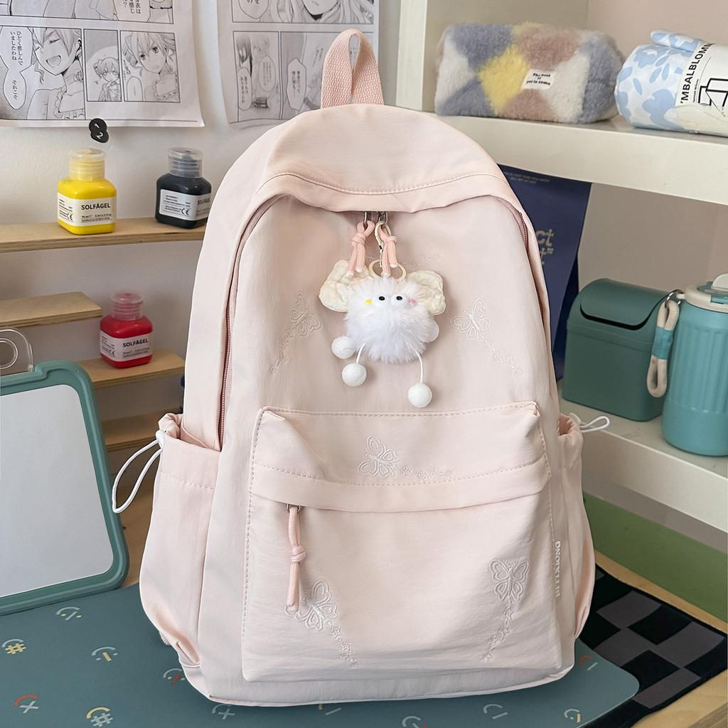 Schoolbag New Japanese Schoolbag Ins Style Niche High Value Candy Color Embroidered Backpack Junior High School Students Lightweight Backpack