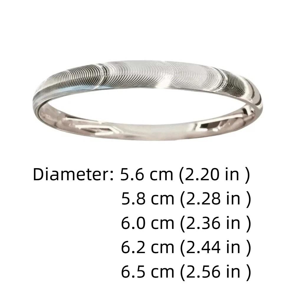 Waterproof Opening Brushed Bangle with Ripple Pattern Silver Wrist Circle Cat's Eye Bracelet Women