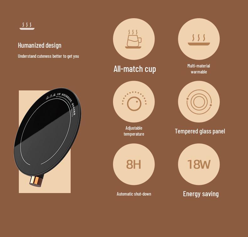 Automatic Smart Warm Coaster - 55°C Desktop Touch Plug-in