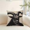 1pc Pillowcase, Gothic Folklore Horror Goat Design Cushion Cover, Soft And Comfortable Polyester Short Plush Fabric, Single-Sided Printing, Multi-Size