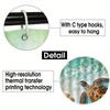 Sea Turtle Shower Curtain Set With 12 Hooks - Polyester Fabric, Non-Slip Bath Mat, Toilet Seat Cover, And U-Shaped Rug - Machine