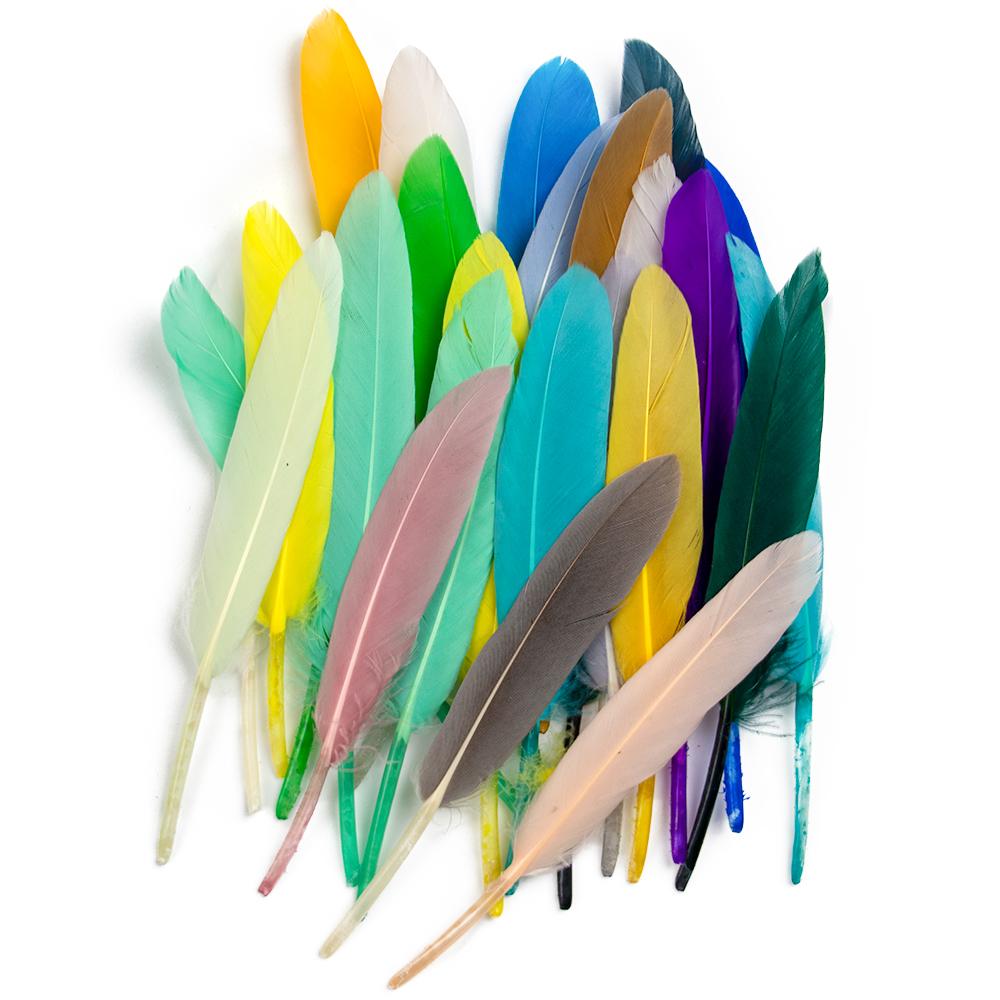 Färgade naturliga gåsfjäder 4-6 tums bulkfjädrar för hantverkssmycken huvudbonad bröllopsfest karnevalplymdekoration