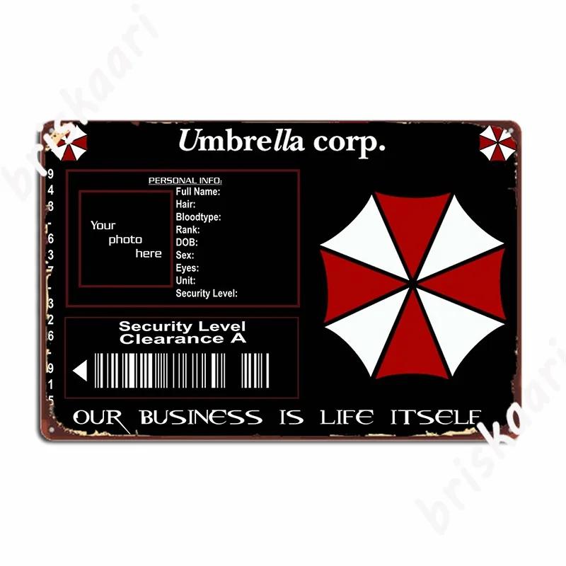 

Umbrellas Corporation Id Card Template Metal Sign Plaques Party Cinema Living Room Vintage Tin Sign Poster 20x30cm